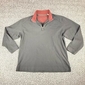 Tommy Bahama XL Black 1/4 Zip Pullover Pima Cotton Mock Neck Peru